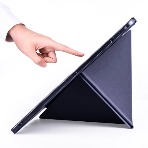 Apple iPad Pro 11 inç 2021 (3. Nesil) Tablet Kılıfı Standlı Tri Folding Kalemlikli Silikon Smart Cover - Mor