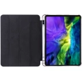 Apple iPad Pro 11 inç 2021 (3. Nesil) Tablet Kılıfı Standlı Tri Folding Kalemlikli Silikon Smart Cover - Siyah