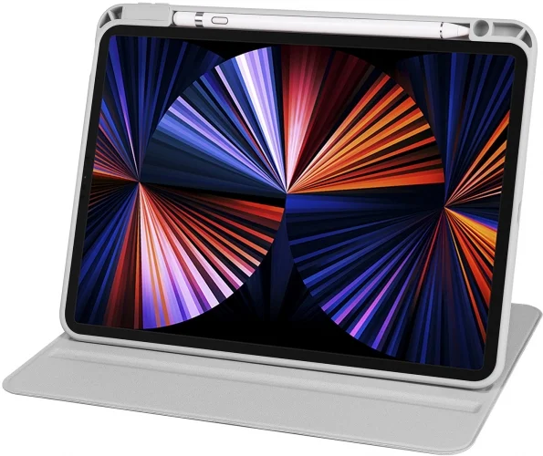 Apple iPad Pro 11 inç 2021 (3. Nesil) Tablet Kılıfı Termik Kalem Bölmeli Dönebilen Standlı Kapak - Gri