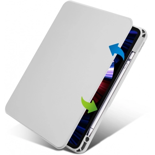 Apple iPad Pro 11 inç 2021 (3. Nesil) Tablet Kılıfı Termik Kalem Bölmeli Dönebilen Standlı Kapak - Gri