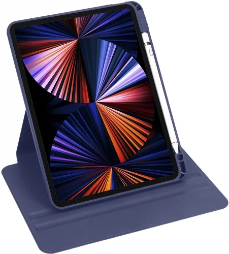 Apple iPad Pro 11 inç 2021 (3. Nesil) Tablet Kılıfı Termik Kalem Bölmeli Dönebilen Standlı Kapak - Lacivert