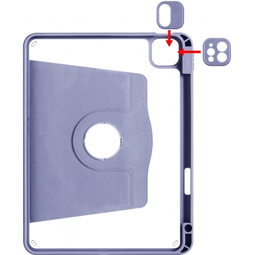 Apple iPad Pro 11 inç 2021 (3. Nesil) Tablet Kılıfı Termik Kalem Bölmeli Dönebilen Standlı Kapak - Lavanta Gri