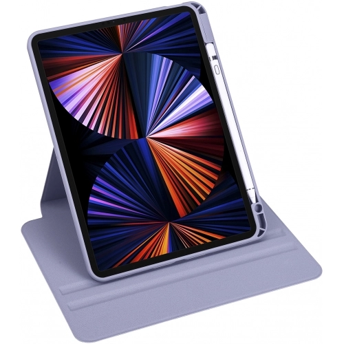 Apple iPad Pro 11 inç 2021 (3. Nesil) Tablet Kılıfı Termik Kalem Bölmeli Dönebilen Standlı Kapak - Lavanta Gri