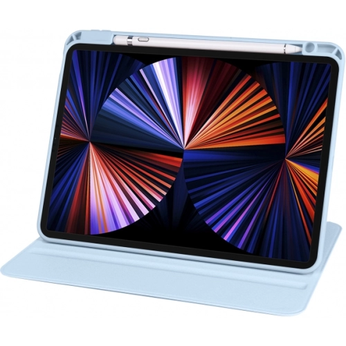 Apple iPad Pro 11 inç 2021 (3. Nesil) Tablet Kılıfı Termik Kalem Bölmeli Dönebilen Standlı Kapak - Mavi