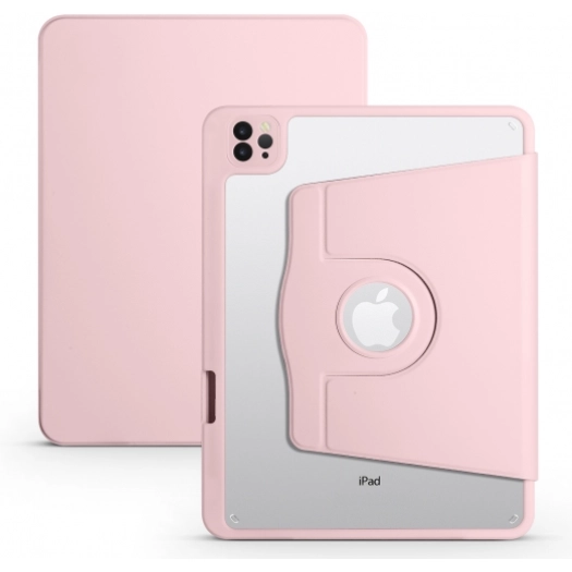 Apple iPad Pro 11 inç 2021 (3. Nesil) Tablet Kılıfı Termik Kalem Bölmeli Dönebilen Standlı Kapak - Pembe