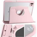 Apple iPad Pro 11 inç 2021 (3. Nesil) Tablet Kılıfı Termik Kalem Bölmeli Dönebilen Standlı Kapak - Pembe