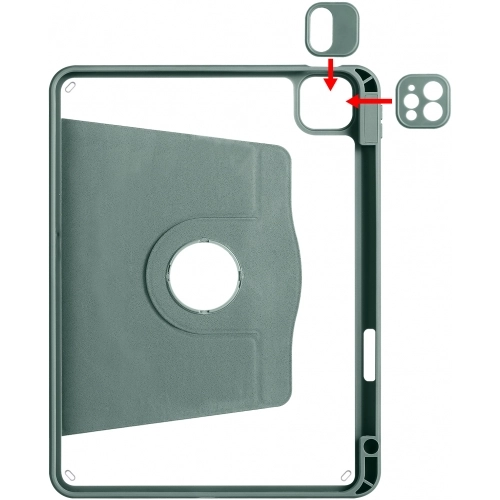 Apple iPad Pro 11 inç 2021 (3. Nesil) Tablet Kılıfı Termik Kalem Bölmeli Dönebilen Standlı Kapak - Yeşil