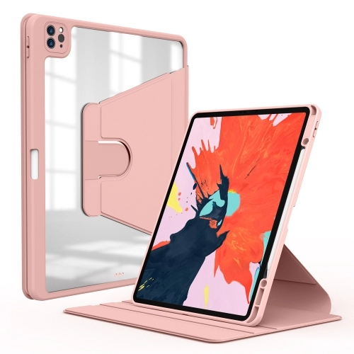 Apple iPad Pro 12.9 2022 M2 (6. Nesil) Tablet Kılıf Zore Nayn Dönebilen Standlı Kapak - Pembe
