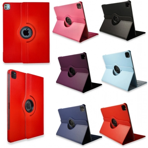 Apple iPad Pro 12.9 2022 M2 (6. Nesil) Tablet Kılıfı 360 Derece Dönebilen Standlı Kapak - Pembe