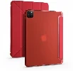 Apple iPad Pro 12.9 2022 M2 (6. Nesil) Tablet Kılıfı Standlı Tri Folding Kalemlikli Silikon Smart Cover - Kırmızı