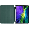 Apple iPad Pro 12.9 2022 M2 (6. Nesil) Tablet Kılıfı Standlı Tri Folding Kalemlikli Silikon Smart Cover - Koyu Yeşil