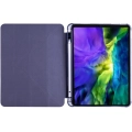 Apple iPad Pro 12.9 2022 M2 (6. Nesil) Tablet Kılıfı Standlı Tri Folding Kalemlikli Silikon Smart Cover - Mor