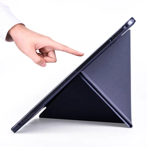 Apple iPad Pro 12.9 2022 M2 (6. Nesil) Tablet Kılıfı Standlı Tri Folding Kalemlikli Silikon Smart Cover - Mor