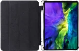 Apple iPad Pro 12.9 2022 M2 (6. Nesil) Tablet Kılıfı Standlı Tri Folding Kalemlikli Silikon Smart Cover - Siyah