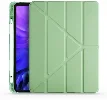 Apple iPad Pro 12.9 2022 M2 (6. Nesil) Tablet Kılıfı Standlı Tri Folding Kalemlikli Silikon Smart Cover - Yeşil