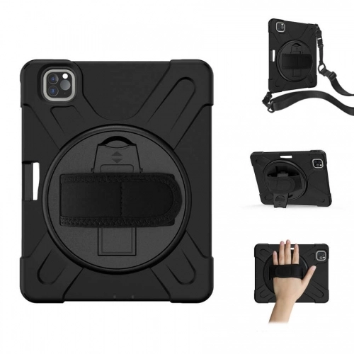 Apple iPad Pro 12.9 inç 2020 Kılıf Zore Defender Tablet Silikon Kalem Bölmeli - Siyah