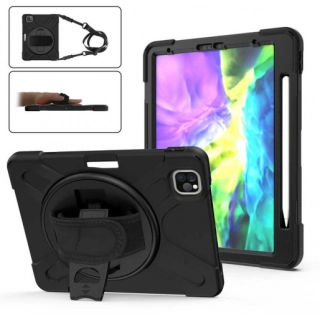 Apple iPad Pro 12.9 inç 2020 Kılıf Zore Defender Tablet Silikon Kalem Bölmeli - Siyah