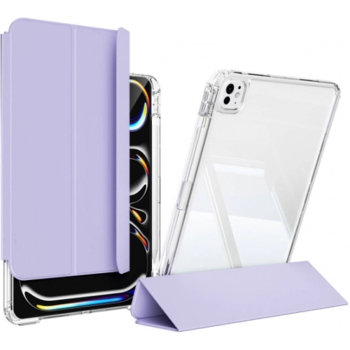 Apple iPad Pro 13 2024 Kılıf Magnetik Ayrılabilen Airbagli Sliding Silikon Tablet Kapak - Lavender