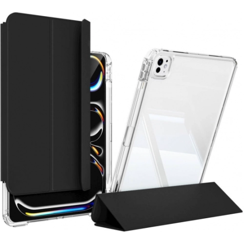 Apple iPad Pro 13 2024 Kılıf Magnetik Ayrılabilen Airbagli Sliding Silikon Tablet Kapak - Siyah