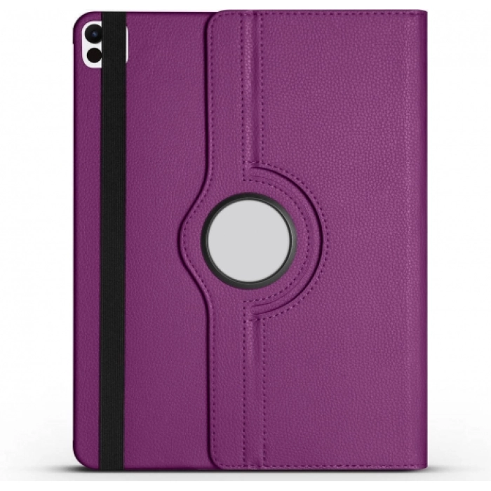 Apple iPad Pro 13 2024 Tablet Kılıfı 360 Derece Dönebilen Standlı Kapak - Mor