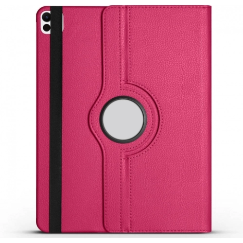 Apple iPad Pro 13 2024 Tablet Kılıfı 360 Derece Dönebilen Standlı Kapak - Pembe Koyu