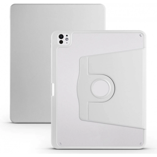 Apple iPad Pro 13 2024 Tablet Kılıfı Termik Kalem Bölmeli Dönebilen Standlı Kapak - Gri