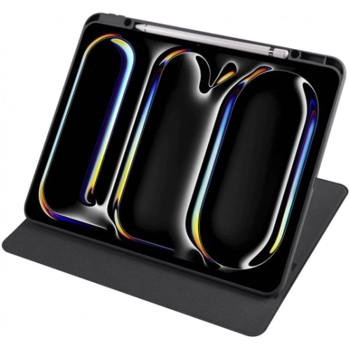 Apple iPad Pro 13 2024 Tablet Kılıfı Termik Kalem Bölmeli Dönebilen Standlı Kapak - Gri