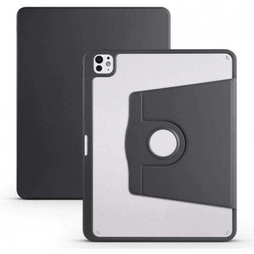 Apple iPad Pro 13 2024 Tablet Kılıfı Termik Kalem Bölmeli Dönebilen Standlı Kapak - Lila