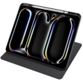 Apple iPad Pro 13 2024 Tablet Kılıfı Termik Kalem Bölmeli Dönebilen Standlı Kapak - Siyah