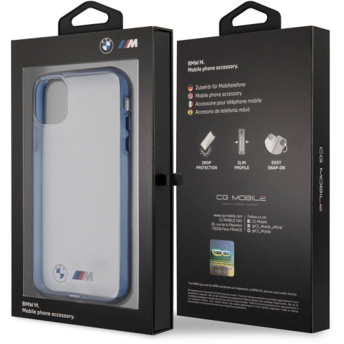 Apple iPhone 11 Kılıf BMW Buzlu Transparan Dizayn Kapak - Şeffaf-Mavi