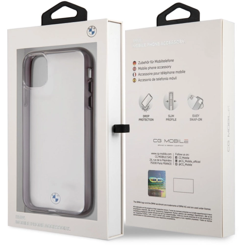 Apple iPhone 11 Kılıf BMW Transparan Elektroplatin Kenar Kaplama Dizayn Kapak - Şeffaf-Siyah