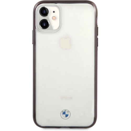 Apple iPhone 11 Kılıf BMW Transparan Elektroplatin Kenar Kaplama Dizayn Kapak - Şeffaf-Siyah
