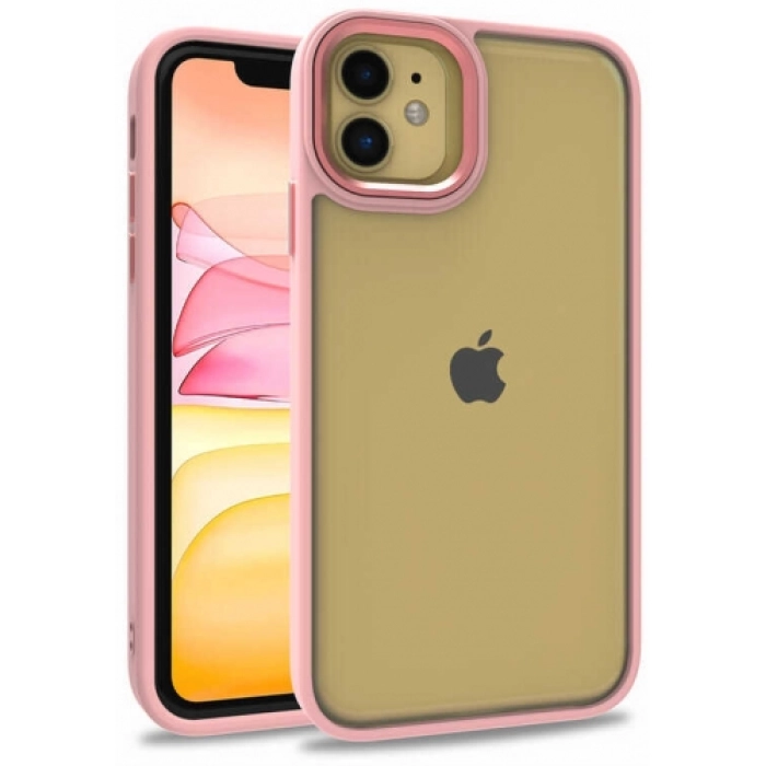 Apple iPhone 11 Kılıf Electro Silikon Renkli Flora Kapak - Rose Gold