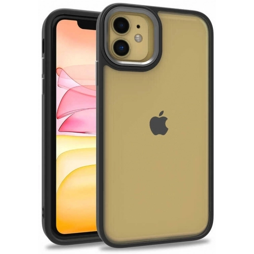 Apple iPhone 11 Kılıf Electro Silikon Renkli Flora Kapak - Siyah