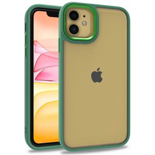Apple iPhone 11 Kılıf Electro Silikon Renkli Flora Kapak - Yeşil