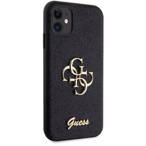 Apple iPhone 11 Kılıf Guess Orjinal Lisanslı 4G Büyük Metal Logolu Glitter Kapak - Pembe