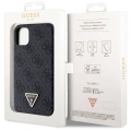 Apple iPhone 11 Kılıf Guess Orjinal Lisanslı PU Deri Taşlı Üçgen Logo 4G Desenli Kapak - Siyah