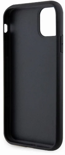 Apple iPhone 11 Kılıf Guess Orjinal Lisanslı PU Deri Taşlı Üçgen Logo 4G Desenli Kapak - Pembe