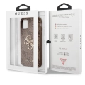 Apple iPhone 11 Kılıf GUESS PU Deri Büyük Metal Logo Dizaynlı Kapak - Kahverengi
