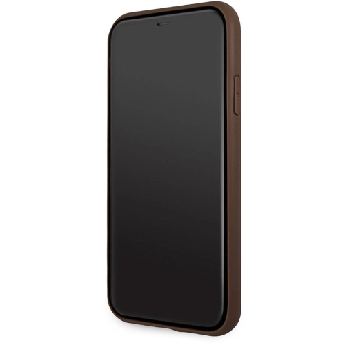 Apple iPhone 11 Kılıf GUESS PU Deri Büyük Metal Logo Dizaynlı Kapak - Gri