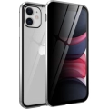 Apple iPhone 11 Kılıf Hayalet Camlı 360 Derece Mıknatıslı 2 Parça Arkası Cam Kapak - Gümüş