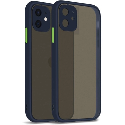 Apple iPhone 11 Kılıf Kamera Korumalı Arkası Şeffaf Mat Silikon Kapak - Lacivert