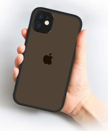 Apple iPhone 11 Kılıf Kamera Korumalı Arkası Şeffaf Mat Silikon Kapak - Siyah