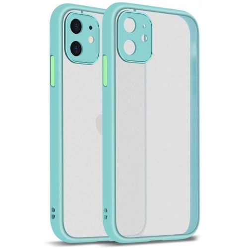 Apple iPhone 11 Kılıf Kamera Korumalı Arkası Şeffaf Mat Silikon Kapak - Turkuaz