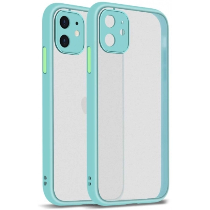 Apple iPhone 11 Kılıf Kamera Korumalı Arkası Şeffaf Mat Silikon Kapak - Turkuaz