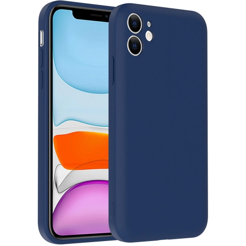 Apple iPhone 11 Kılıf İçi Kadife Dokulu Kartlık Hazneli Mat Vitra Silikon Kapak - Lacivert