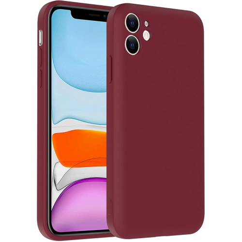 Apple iPhone 11 Kılıf İçi Kadife Dokulu Kartlık Hazneli Mat Vitra Silikon Kapak - Mürdüm