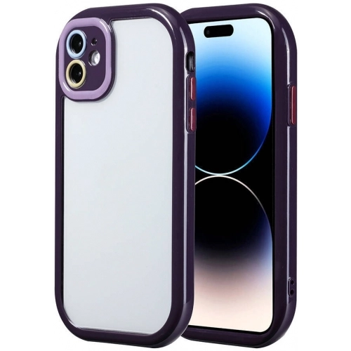 Apple iPhone 11 Kılıf Kamera Korumalı Renkli Kenar ve Çerçeve Tasarımlı Vitamin Kapak - Koyu Mor