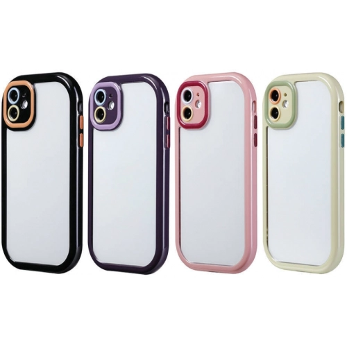 Apple iPhone 11 Kılıf Kamera Korumalı Renkli Kenar ve Çerçeve Tasarımlı Vitamin Kapak - Mürdüm