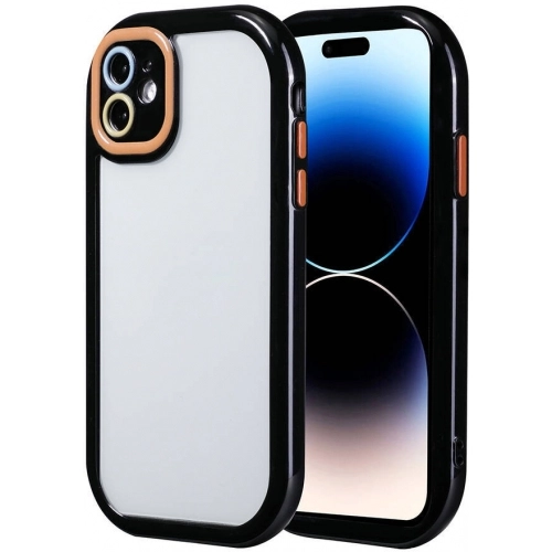 Apple iPhone 11 Kılıf Kamera Korumalı Renkli Kenar ve Çerçeve Tasarımlı Vitamin Kapak - Siyah